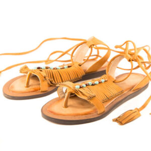 Indian leather slippers isolated on white